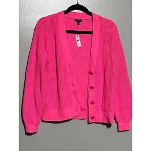 NWT Talbots Cardigan Pima Cotton XS Pink‎ Button VNeck Crotchet